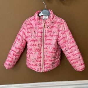 Disney Girls Princess Pink Puffer Jacket Size 4
